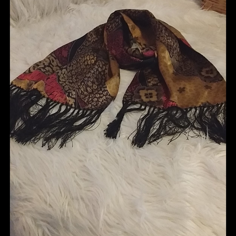 Wide silk scarf